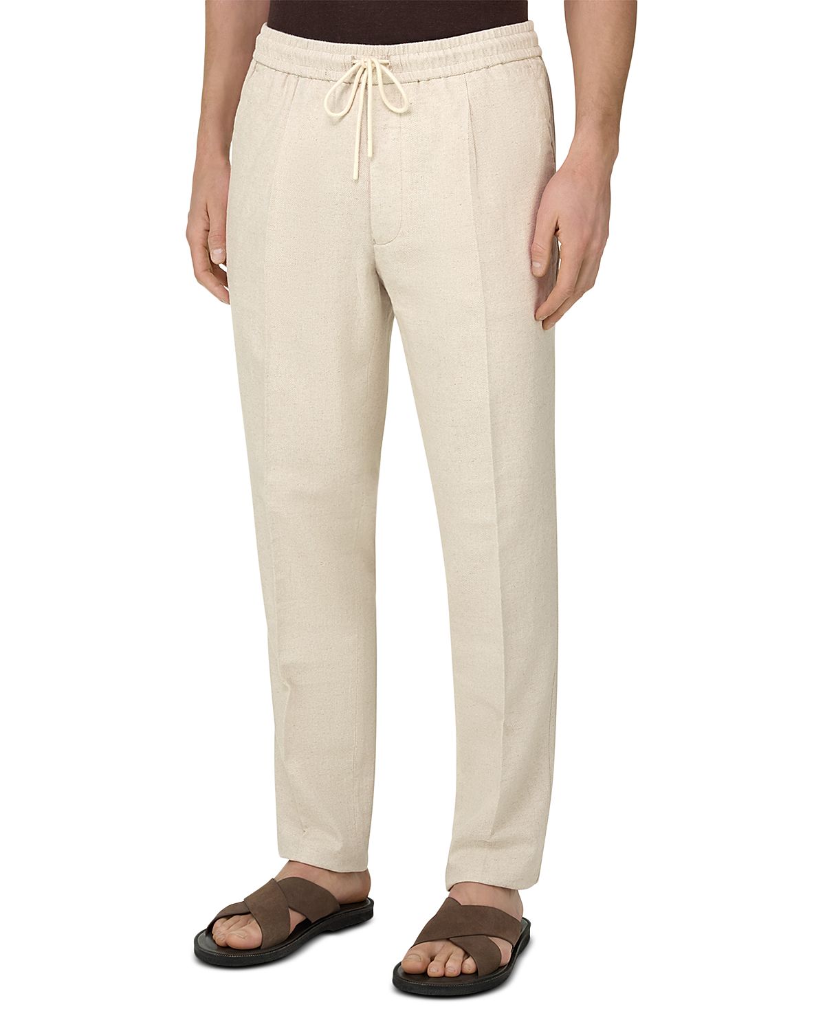 Boggi Milano Tapered Fit Diagonal Texture Drawstring Trousers