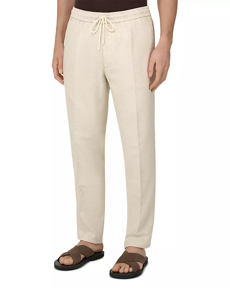Boggi Milano Tapered Fit Diagonal Texture Drawstring Trousers