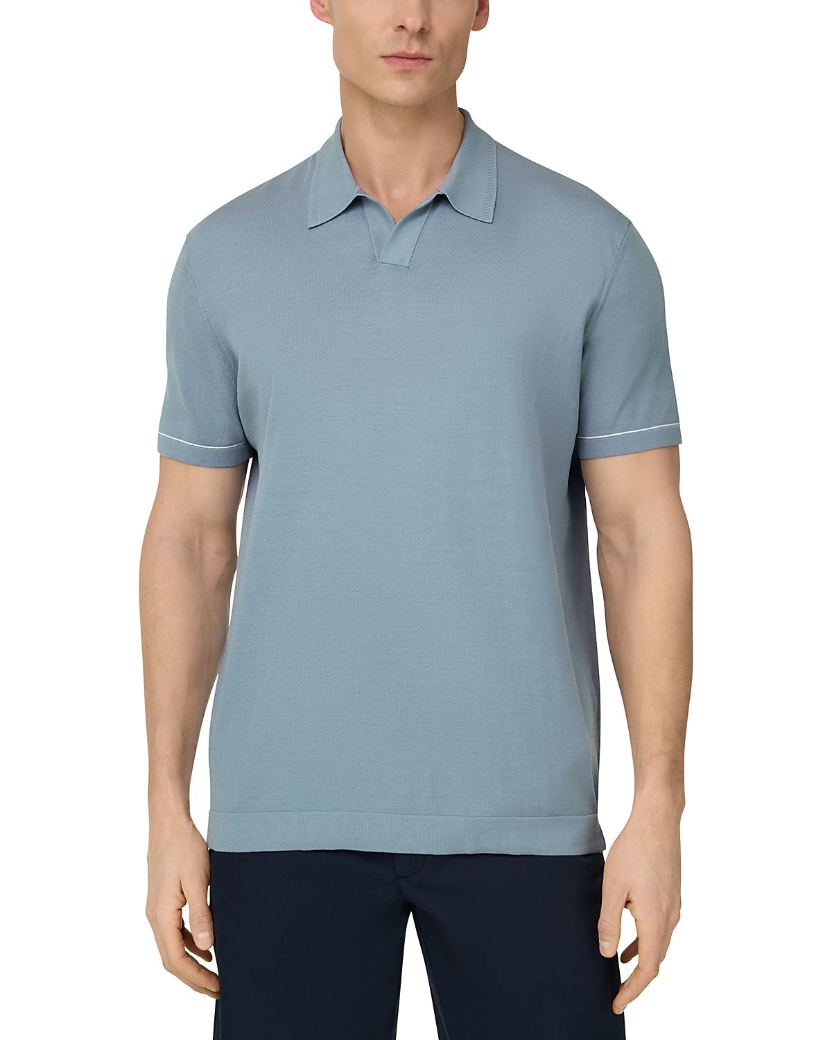 Boggi Milano Cotton Crepe Knit Polo Shirt