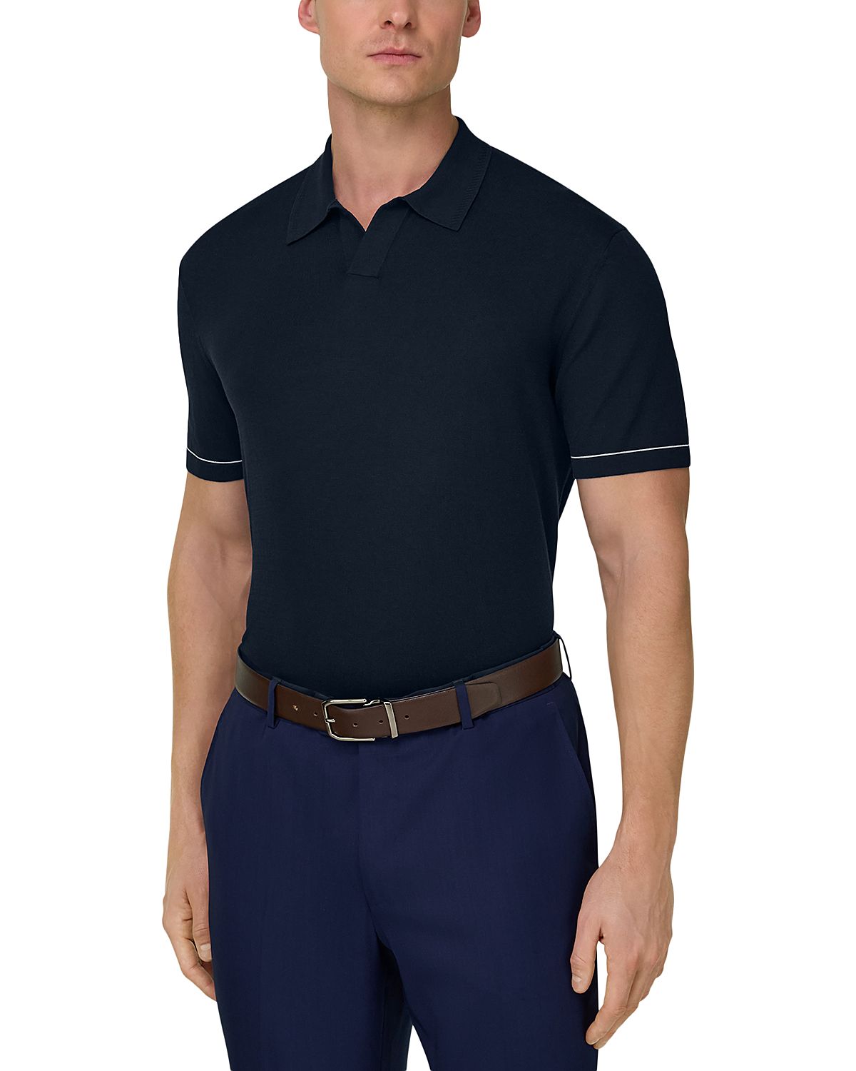 Boggi Milano Cotton Crepe Knit Polo Shirt