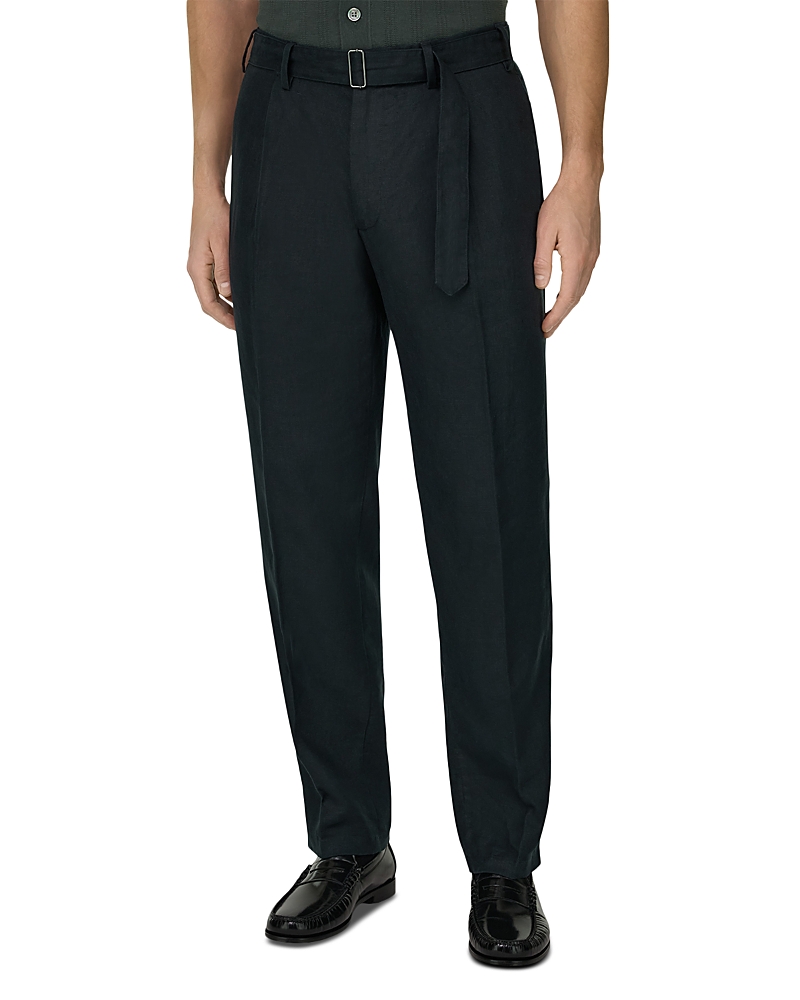 Boggi Milano Tapered Fit Linen Belt Trousers