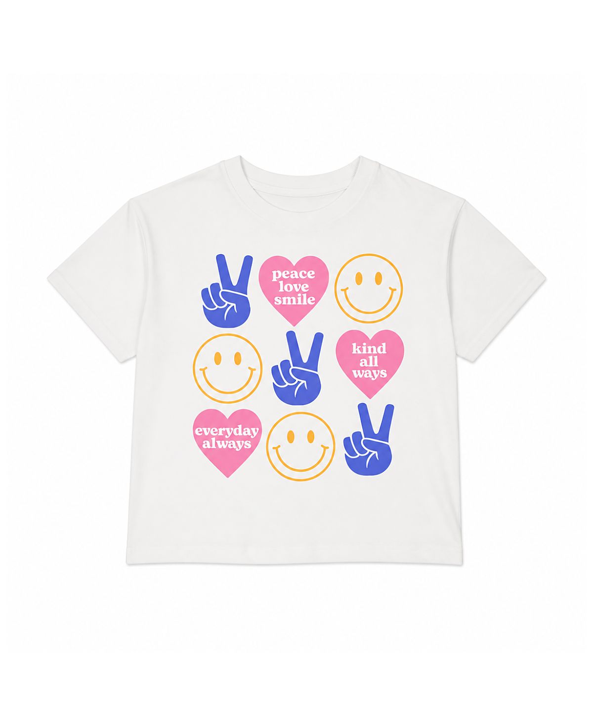 Prince Peter Collection Girls' Peace Sign Heart Happy Face Tee - Big Kid