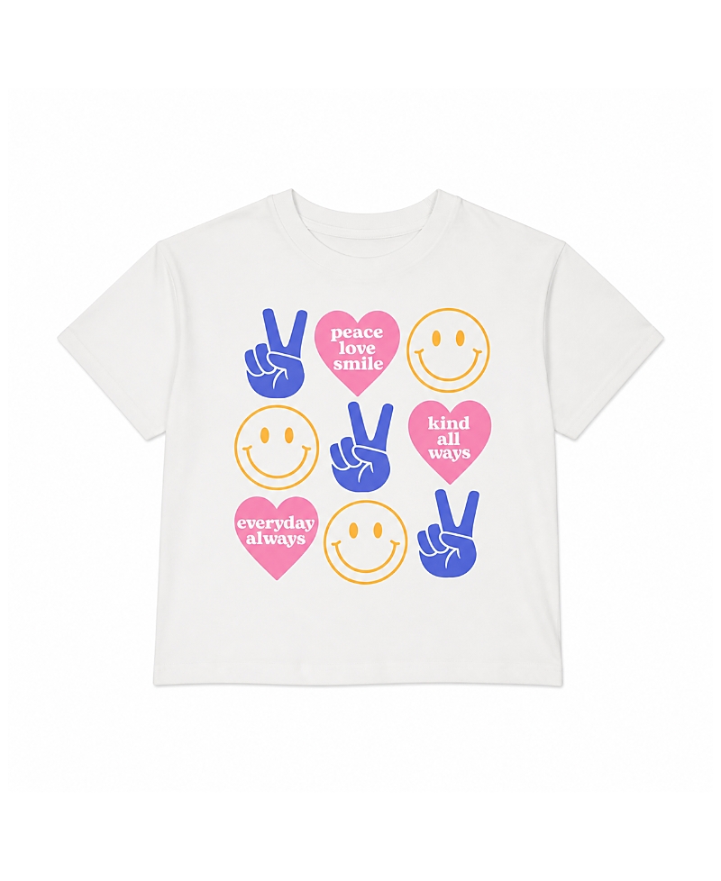 Prince Peter Collection Girls' Peace Sign Heart Happy Face Tee - Big Kid
