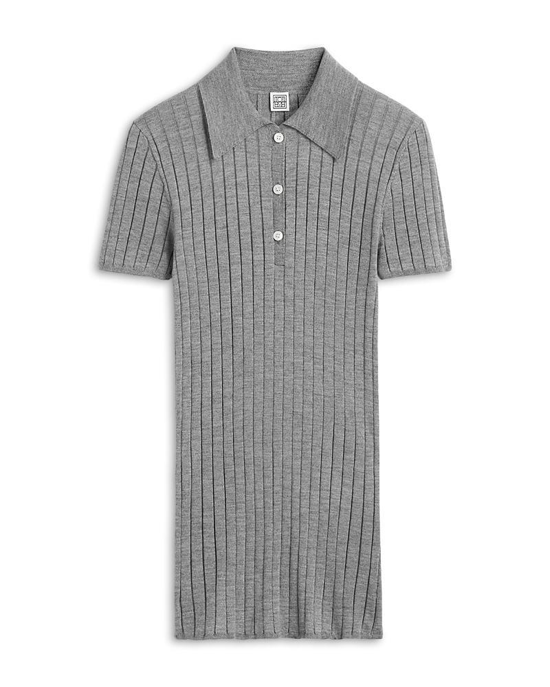 Toteme Ribbed Cashmere Silk Polo Top