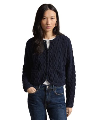 Cable Knit Cotton Blend Cardigan
