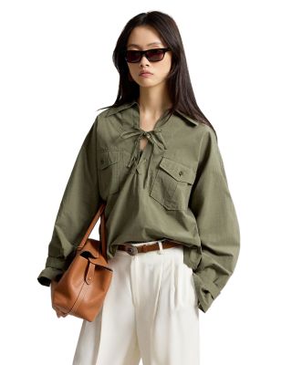Lace Up Popover Shirt