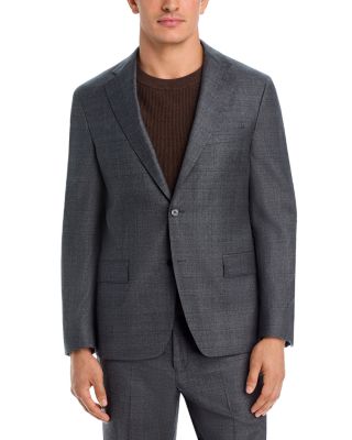 Brushed Plaid Regular Fit Suit Jacket