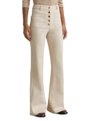 Cali High Rise Flare Leg Jeans in Ecru