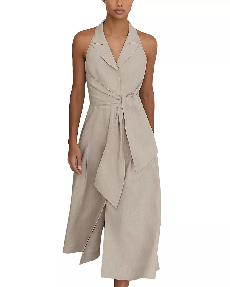 Reiss Tara Linen Midi Dress