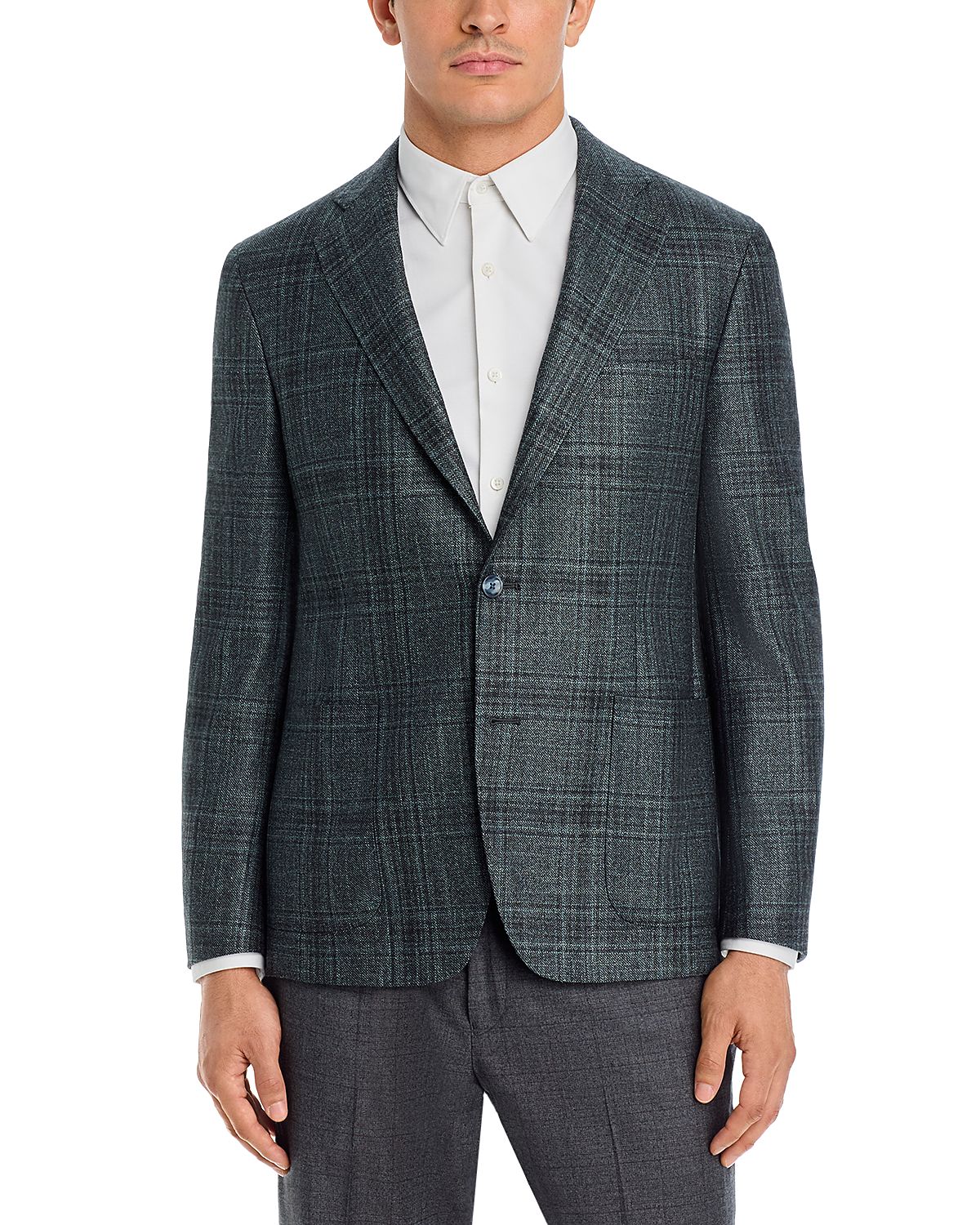 Vince Wool, Silk & Cashmere Tonal Plaid Regular Fit Jacket