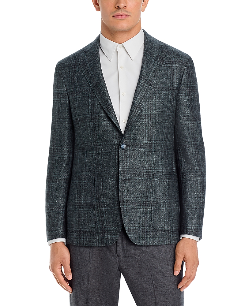 Vince Wool, Silk & Cashmere Tonal Plaid Regular Fit Jacket