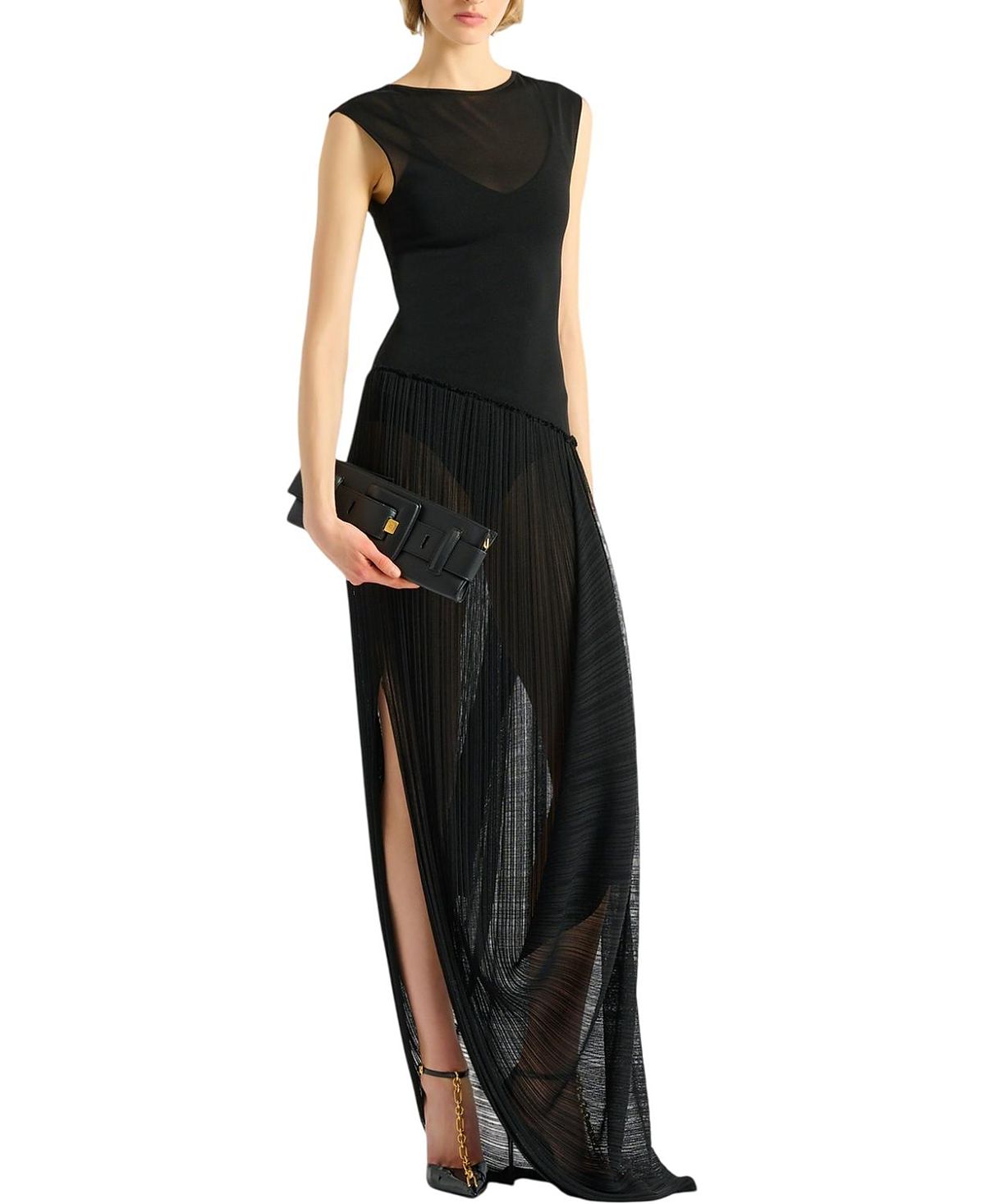 Balmain Long Draped Viscose Dress