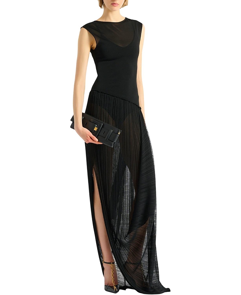 Balmain Long Draped Viscose Dress