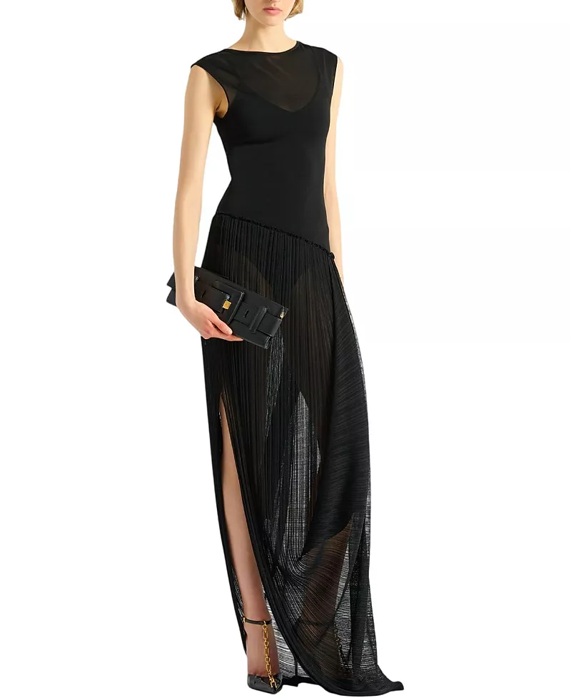 Balmain Long Draped Viscose Dress