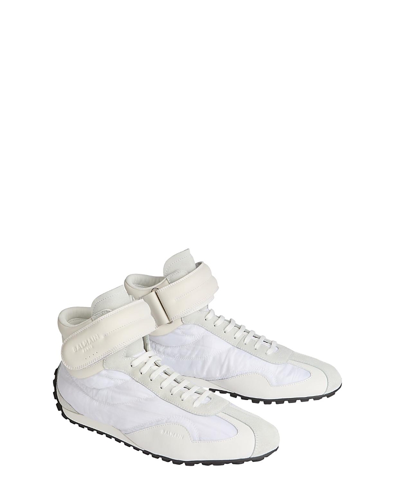 Balmain Racing Mid-Top Trainers in Nylon and Leather