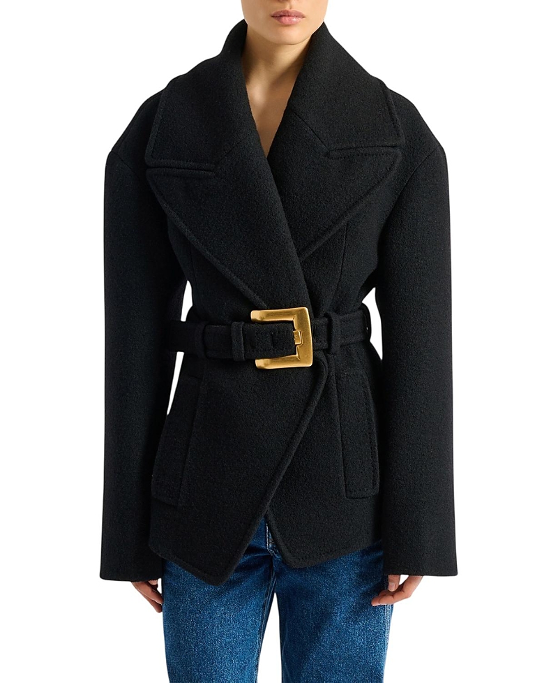 Balmain Belted Wool Pea Coat
