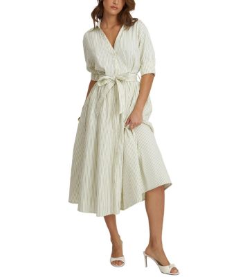  Danica Poplin Striped Shirt Midi Dress