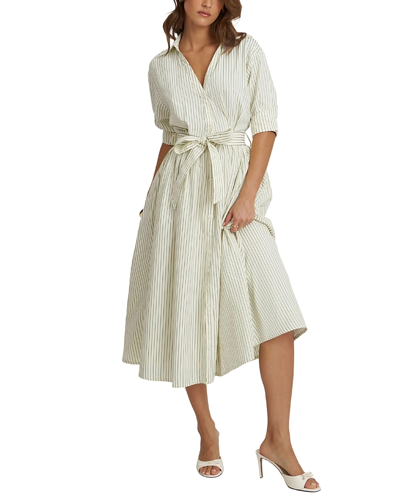 Miss Circle Danica Poplin Striped Shirt Midi Dress
