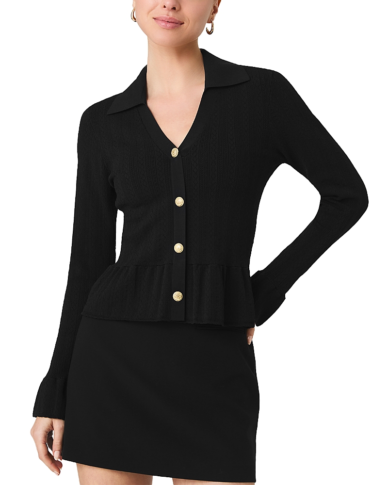 French Connection Crinkle Knit Pointelle Top