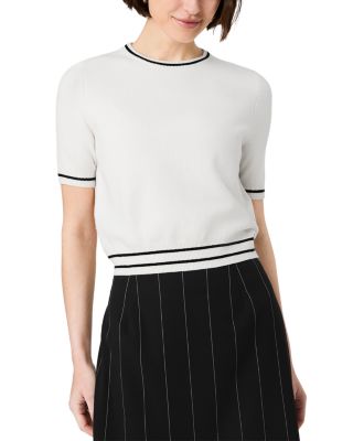 French Connection Babysoft Short Sleeve Rib Stripe Top