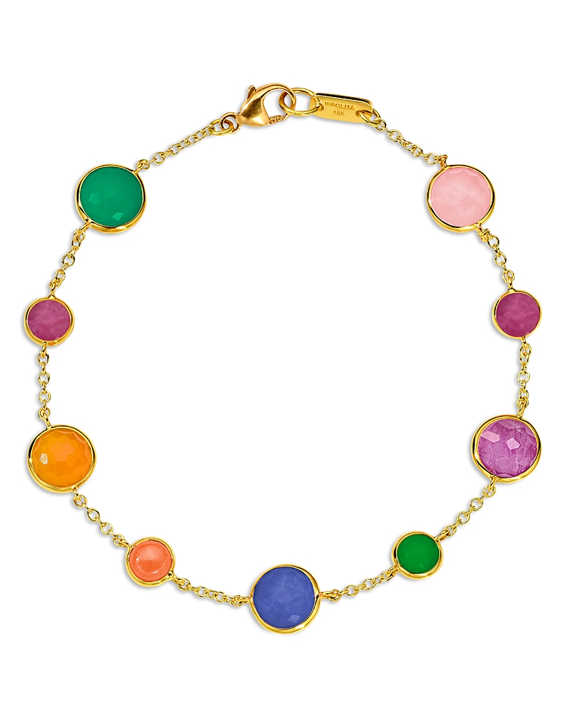 Ippolita 18K Yellow Gold Lollipop Multi Gemstone Bezel Link Bracelet