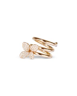 18K Rose Gold Petit Garden Diamond Flower Coil Ring, 0.45 tcw