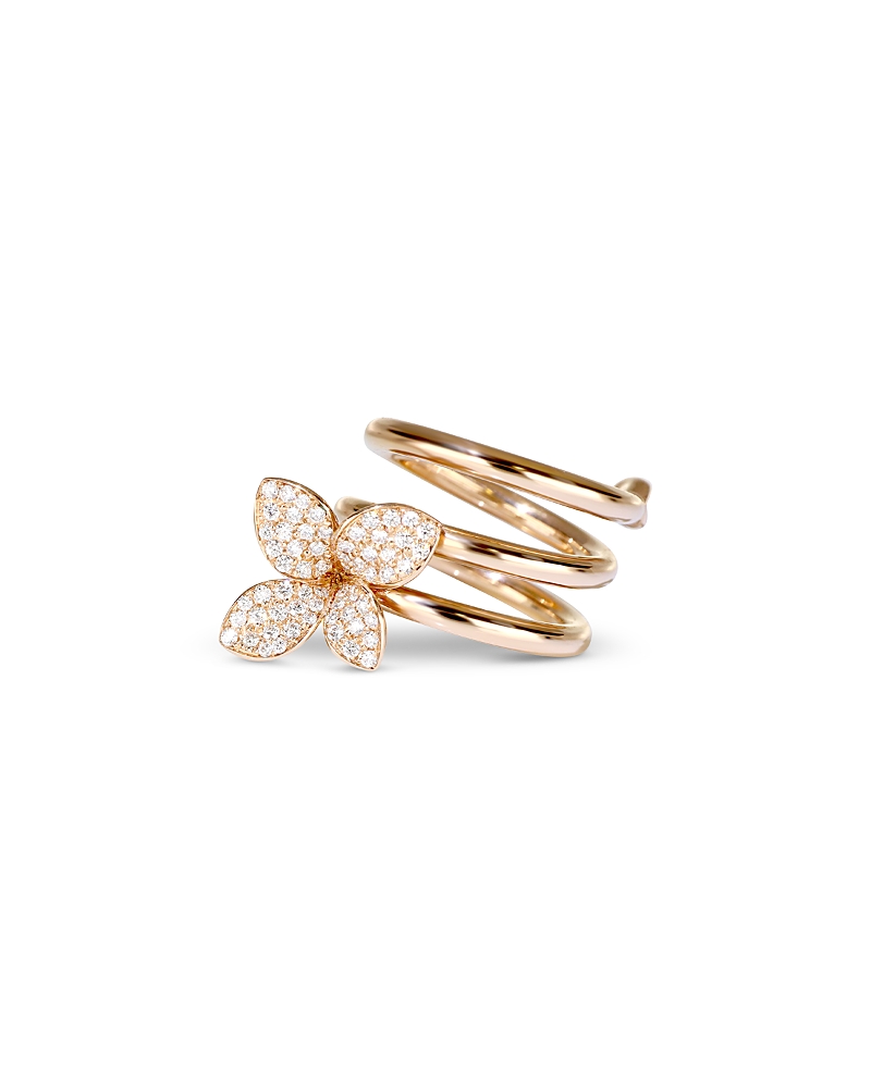 Pasquale Bruni 18K Rose Gold Petit Garden Diamond Flower Coil Ring, 0.45 tcw