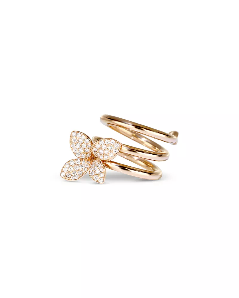 Pasquale Bruni 18K Rose Gold Petit Garden Diamond Flower Coil Ring, 0.45 tcw