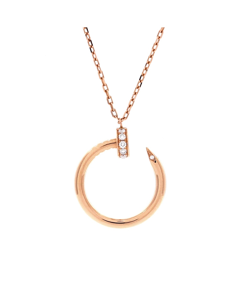 Pre-Owned Cartier Juste un Clou Pendant Necklace 18K Rose Gold with Diamonds, 16.75