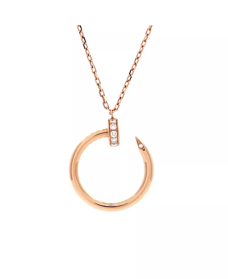 Pre-Owned Cartier Juste un Clou Pendant Necklace 18K Rose Gold with Diamonds, 16.75