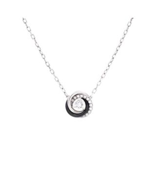  Trinity Diamond Pendant Necklace 18K White Gold with Diamonds and Ceramic, 16.25"