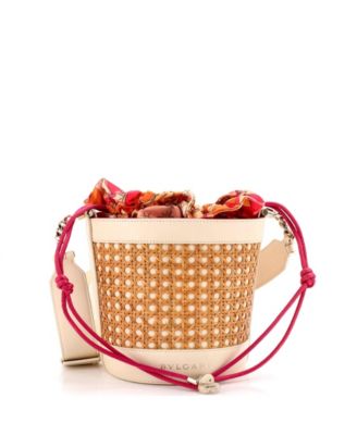  Medium Forever Convertible Bucket Bag Raffia with Silk and Leather