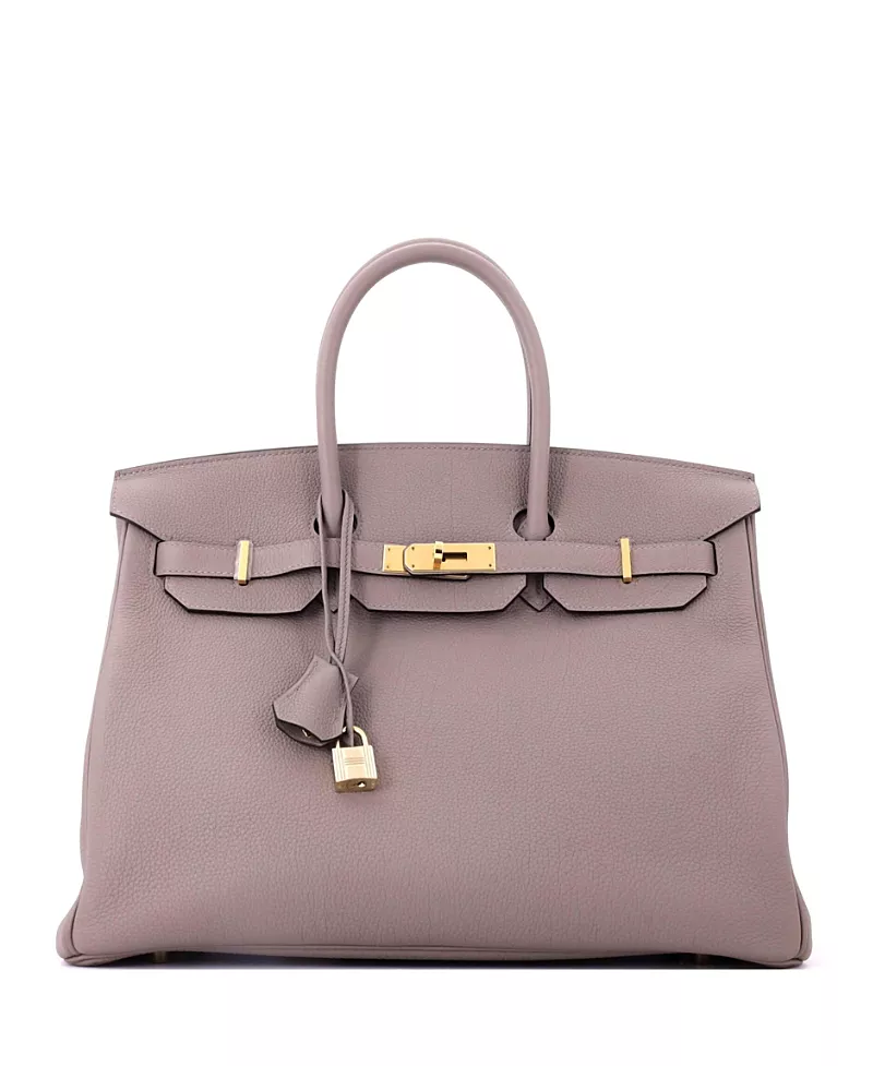 Pre-Owned HERMES Birkin 35 Handbag Grey Togo with Gold Hardware