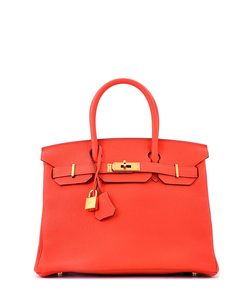 Pre-Owned HERMES Birkin 30 Handbag Orange Togo with Gold Hardware