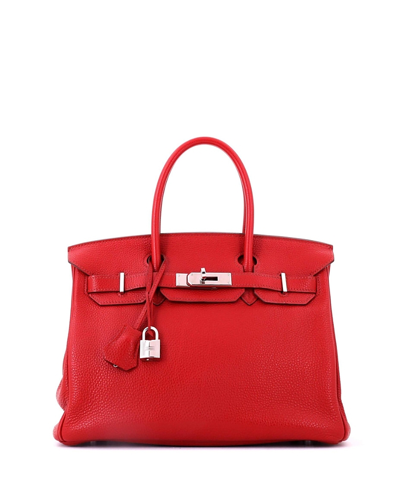 Pre-Owned HERMES Birkin 30 Handbag Red Togo with Palladium Hardware