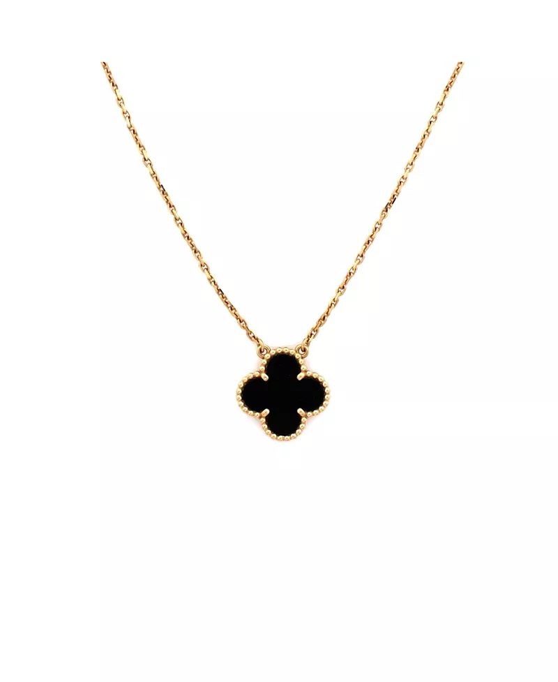 Pre-Owned Van Cleef & Arpels Vintage Alhambra Pendant Necklace 18K Gold and Onyx, 16