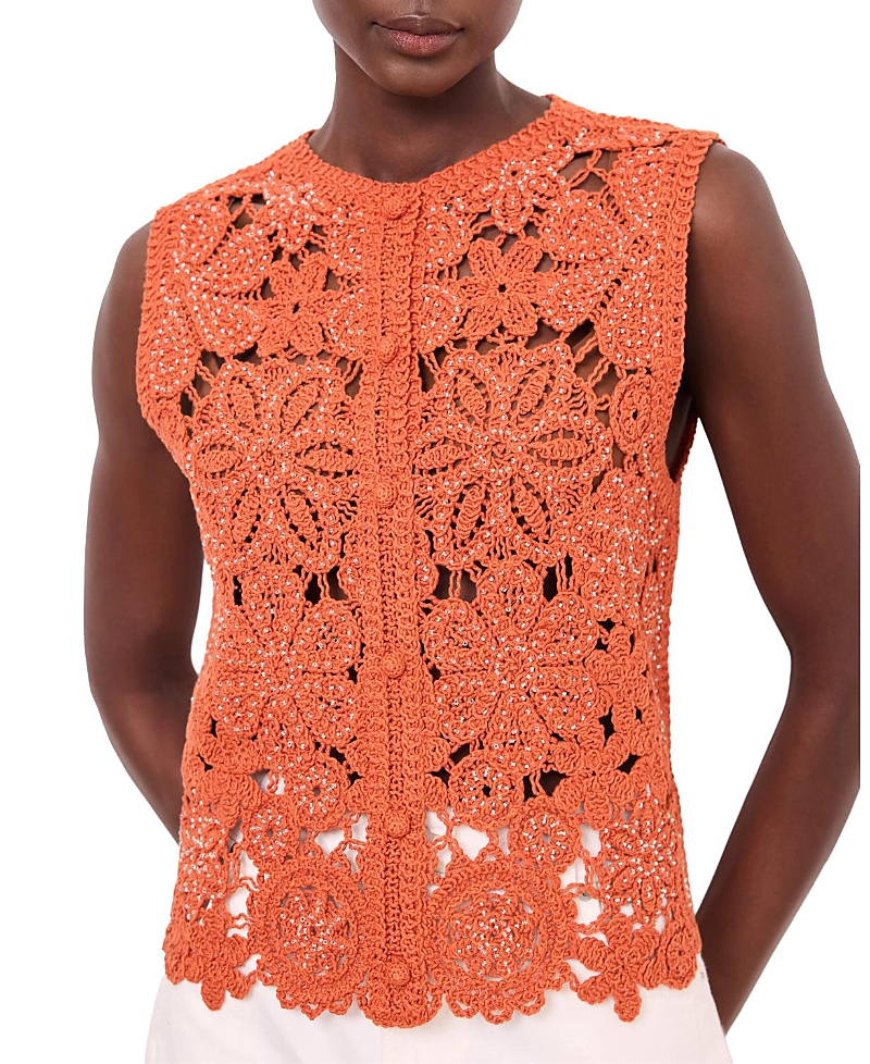 Mint Velvet Women's Cotton Blend Crochet Top