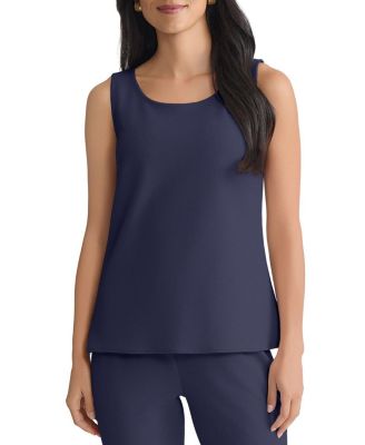 Stretch Deco Crepe Scoop Neck Tank