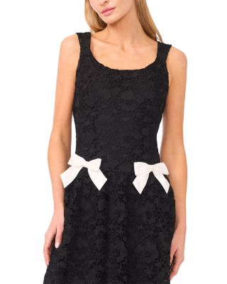 cece black lace dress Bow Trim Floral Lace Dress