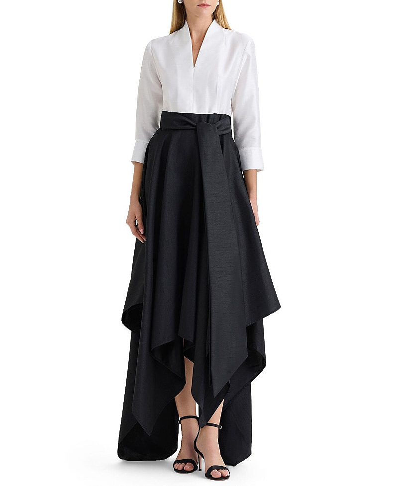 Ming Wang Fit-n-Flare Woven Maxi Dress