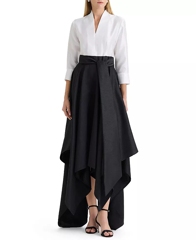 Ming Wang Fit-n-Flare Woven Maxi Dress
