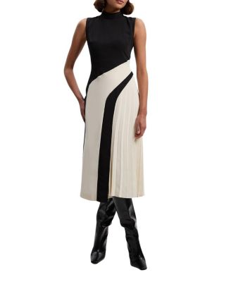 Colour Block High Neck Midi Dress