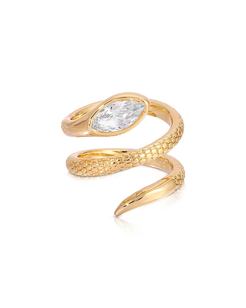 Ettika Marquise Cubic Zirconia Coiled Snake Ring
