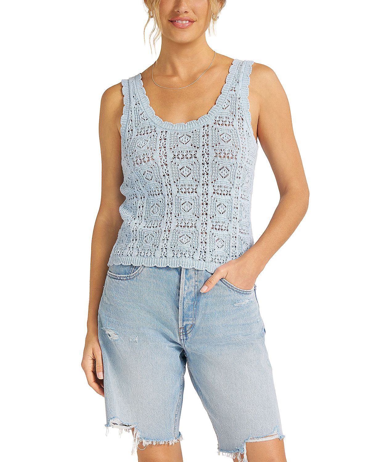 Matty M Lior Scoop Neck Crochet Tank Top