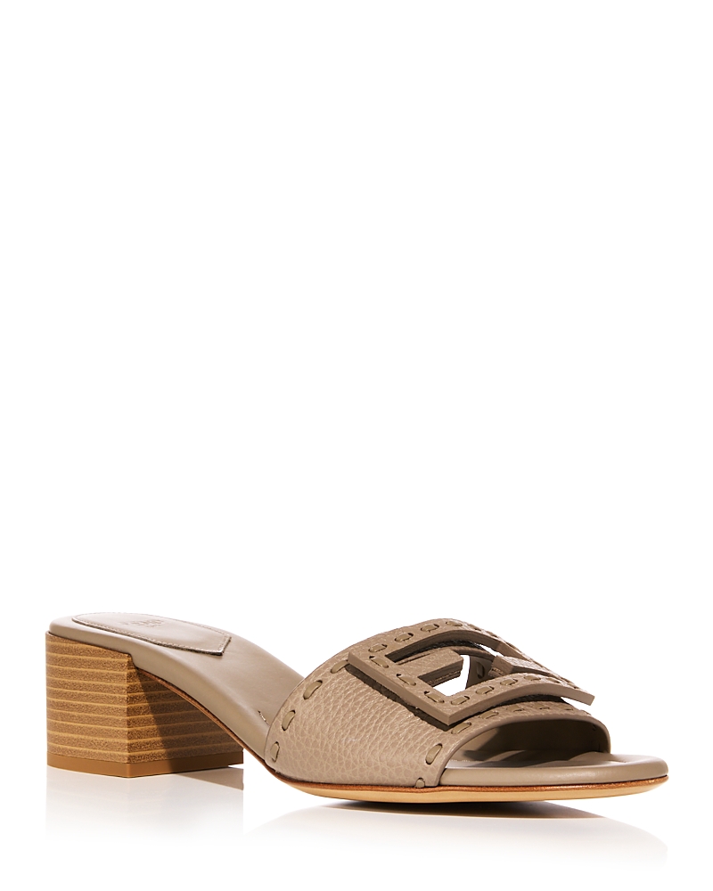 Fendi Women's Baguette Leather Block Heel Sandals