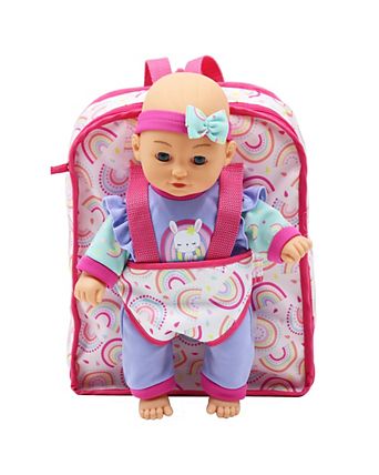 12 Inch Baby Doll Backpack Set Rainbow & Bunny, Ages 2+