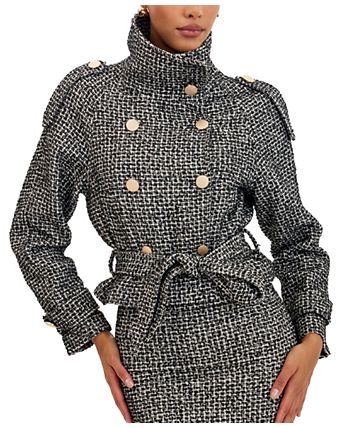 Sadie Tweed High Collar Belted Mini Jacket