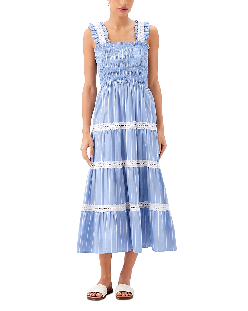 Karen Kane Striped Tiered Midi Dress