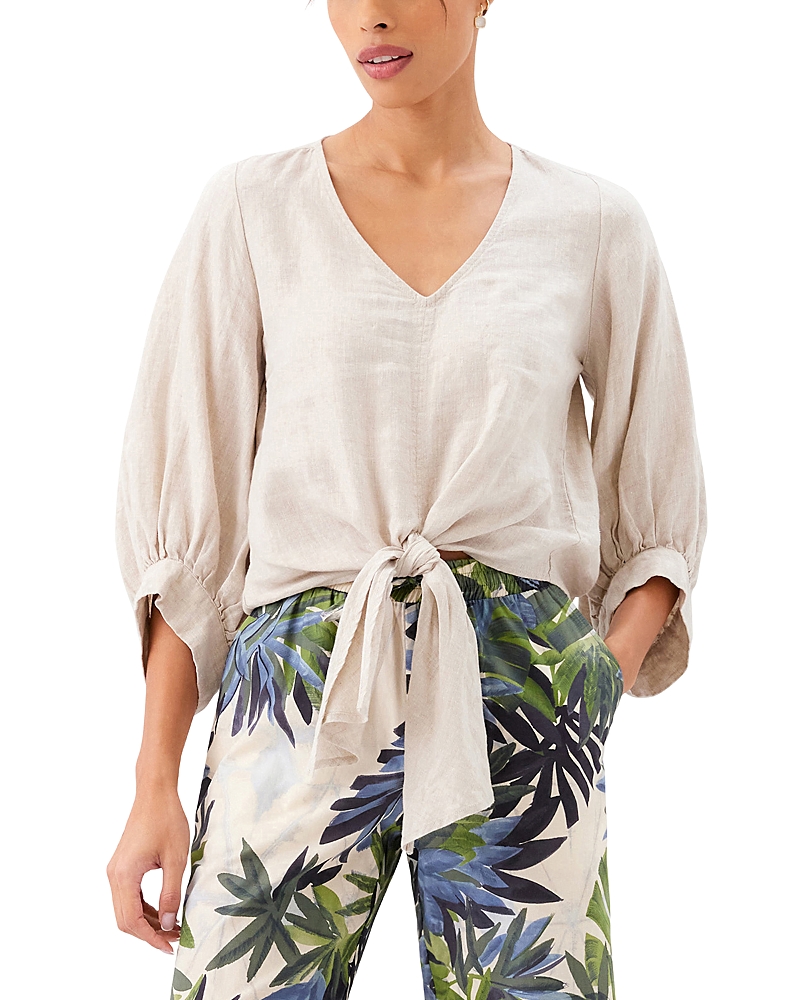 Karen Kane Linen Tie Front Top