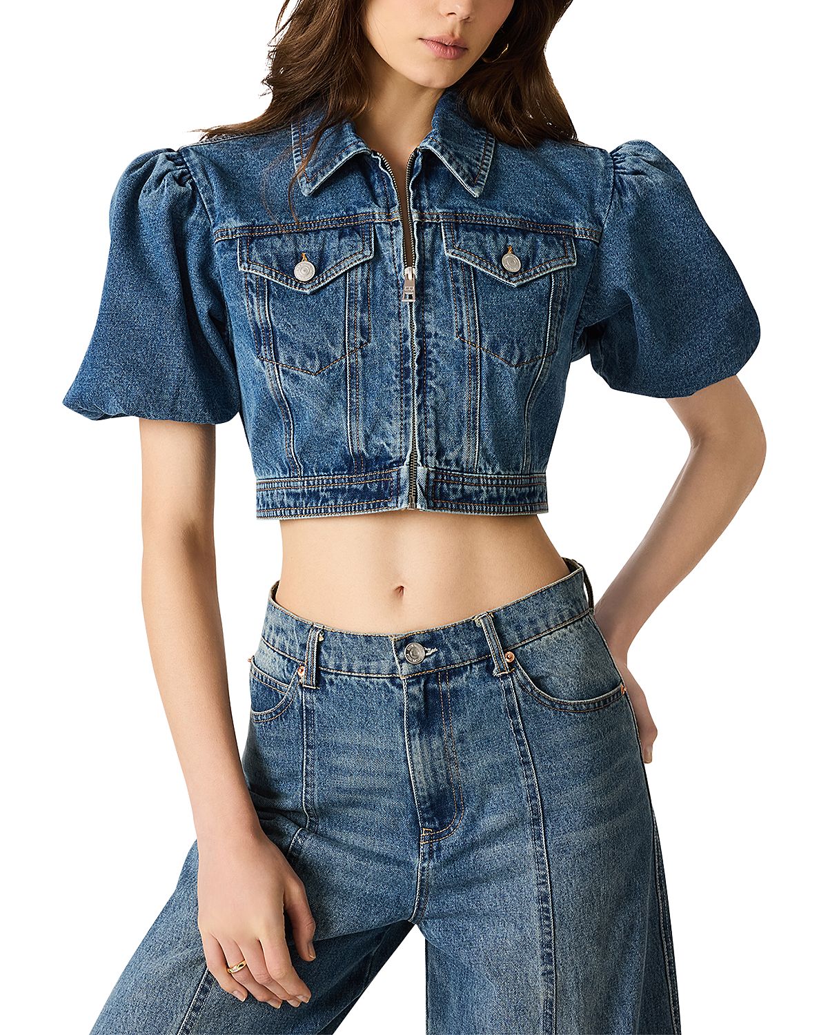 Steve Madden Marcy Puff Sleeve Denim Jacket